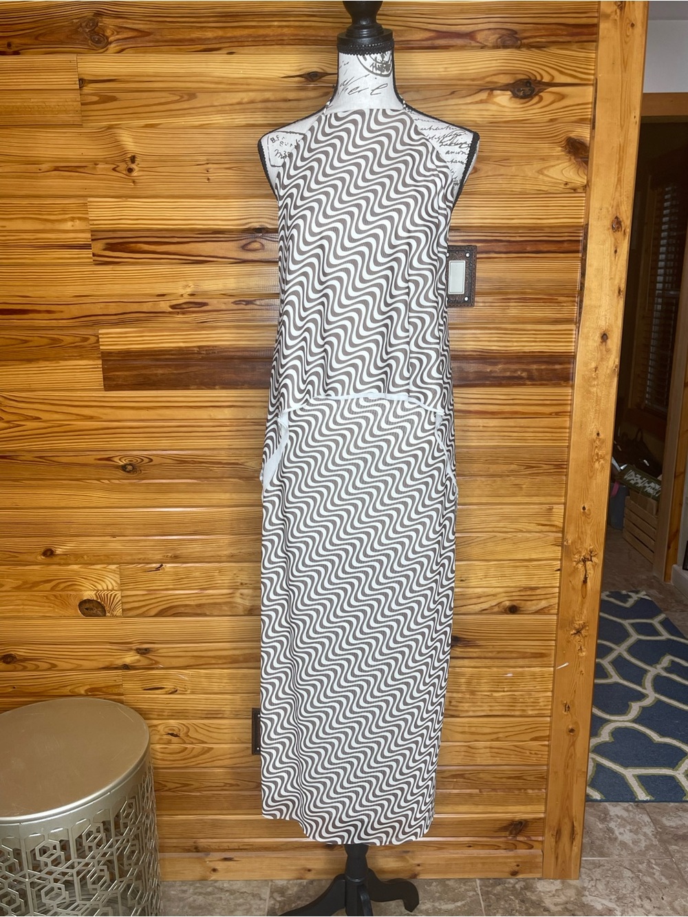 Zara Brown  and White Wavy 2 piece halter Maxi Dress